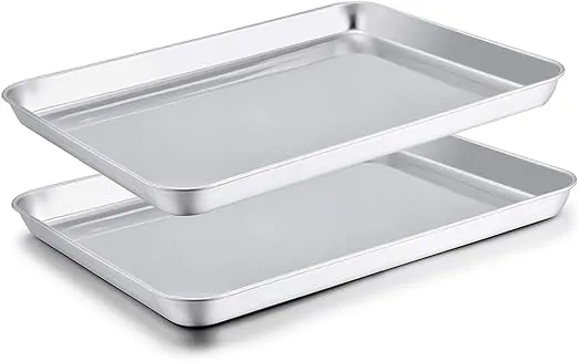 TeamFar Baking Sheet Set of 2, Stainless Steel Baking Pans Tray Cookie Sheet, No