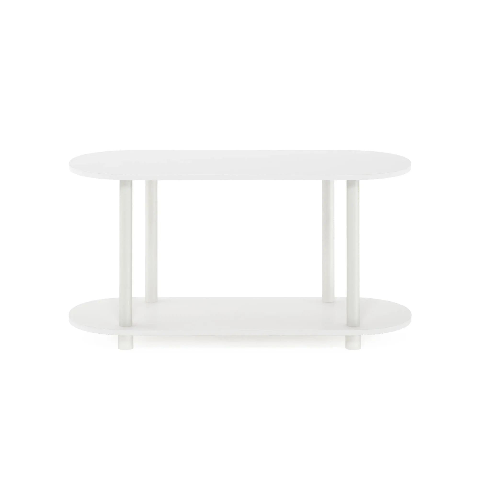 Furinno Turn-N-Tube No Tools Modern Oval Side Table - White/Virgin White