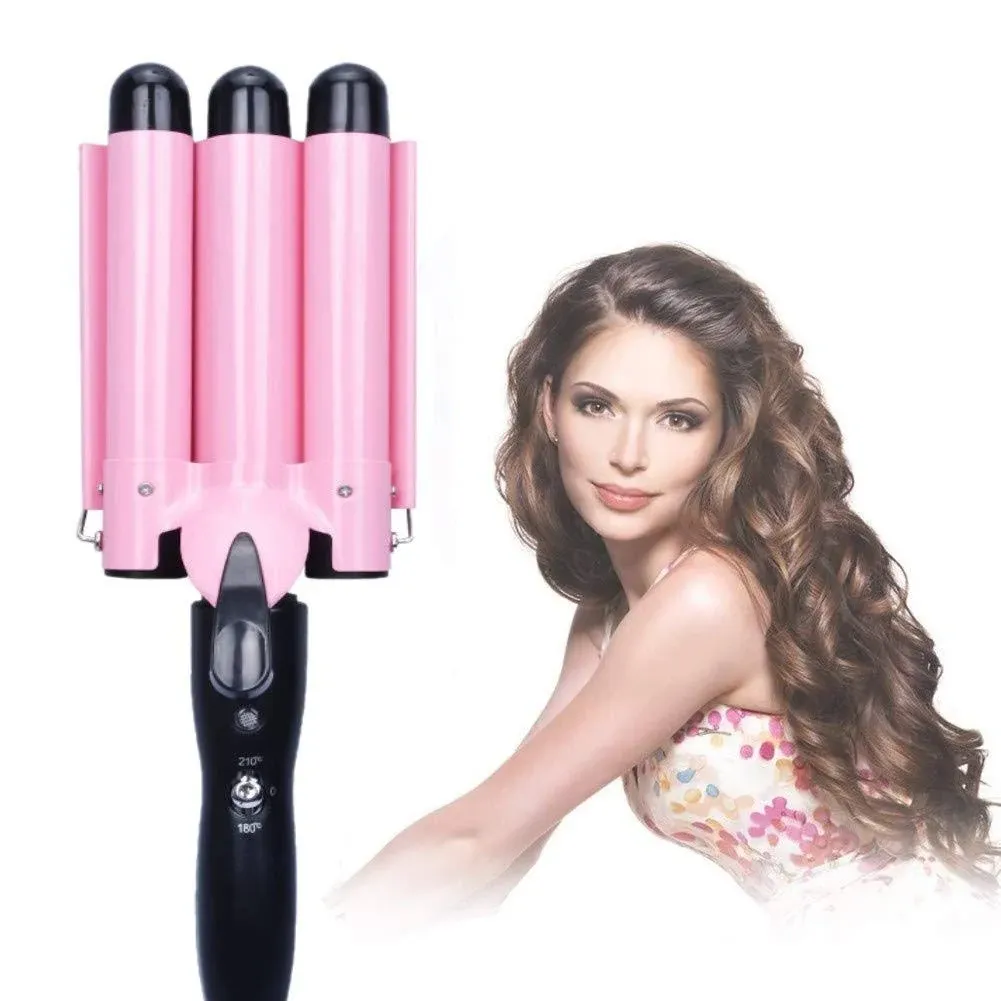 Hair Curling Iron 1 inch 3 Barrel Hair Crimper Ceramic Two Gear Temperature ...