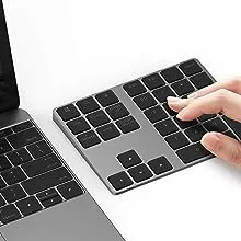 لوحة مفاتيح رقمية لاسلكية قابلة لإعادة الشحن Bluetooth Number Pad, Lekvey Aluminum Rechargeable Wireless Numeric Keypad Slim 34-Keys External Numpad Keyboard Data Entry Compatible for Macbook, MacBook Air/Pro, iMac Windows Laptop Surface Pro etc