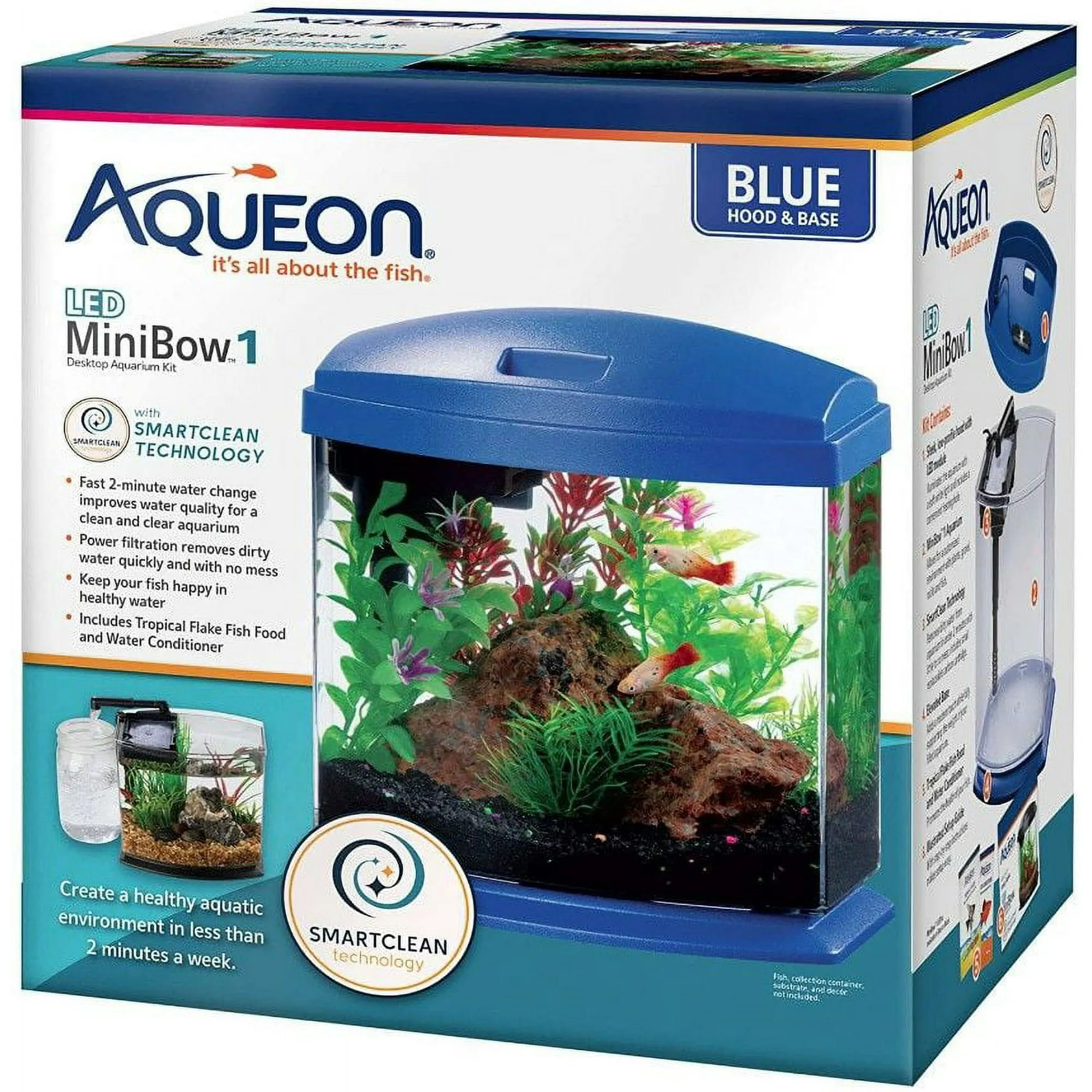 Aqueon LED MiniBow 1 SmartClean Aquarium Kit Blue - 1 Gallon