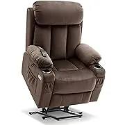 MCombo Large Electric Power Lift Recliner Chair with Extended Footrest for Big and Tall Elderly People, Hand Remote Control, Lumbar Pillow, Cup Holders, USB Ports, Fabric 7426 (Beige Fabric)