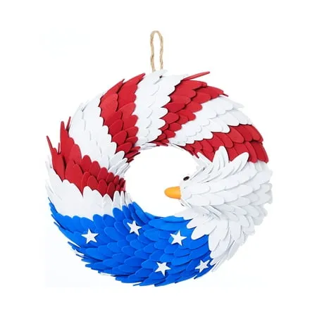 American Eagle Wreath Glory Patriotic Wreath USA July 4th Wreath for Front Door Window Wall Decoration