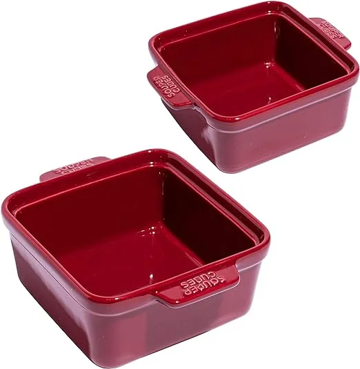 Souper Cubes Stoneware - 5" x 5" Small Ceramic Baking Dish Set with Silicone Covers - Small Casserole Dishes for Oven - Kitchen and Bakeware Essentials - Set of 2 - Charcoal Mini Baking Dishes