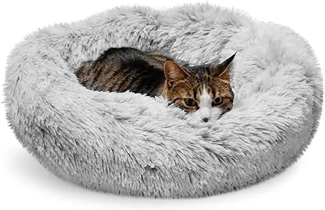 Whiskers & Friends Cat Bed, Cat Beds for Indoor Cats Washable, for Small Cat Bed, Large Cat Bed, Kitten Bed, Small Dog Bed, Anti Anxiety Calming Pet Bed, Cat Beds & Furniture, Round Cat Nest Bed