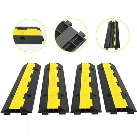 3Pk 2-Channel Cable Protector Ramp 11000Lbs Capacity Speed Bump Premium