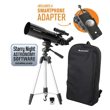 Celestron Travel Scope 80 Portable Telescope with Smartphone Adapter - 9373332 | HSN