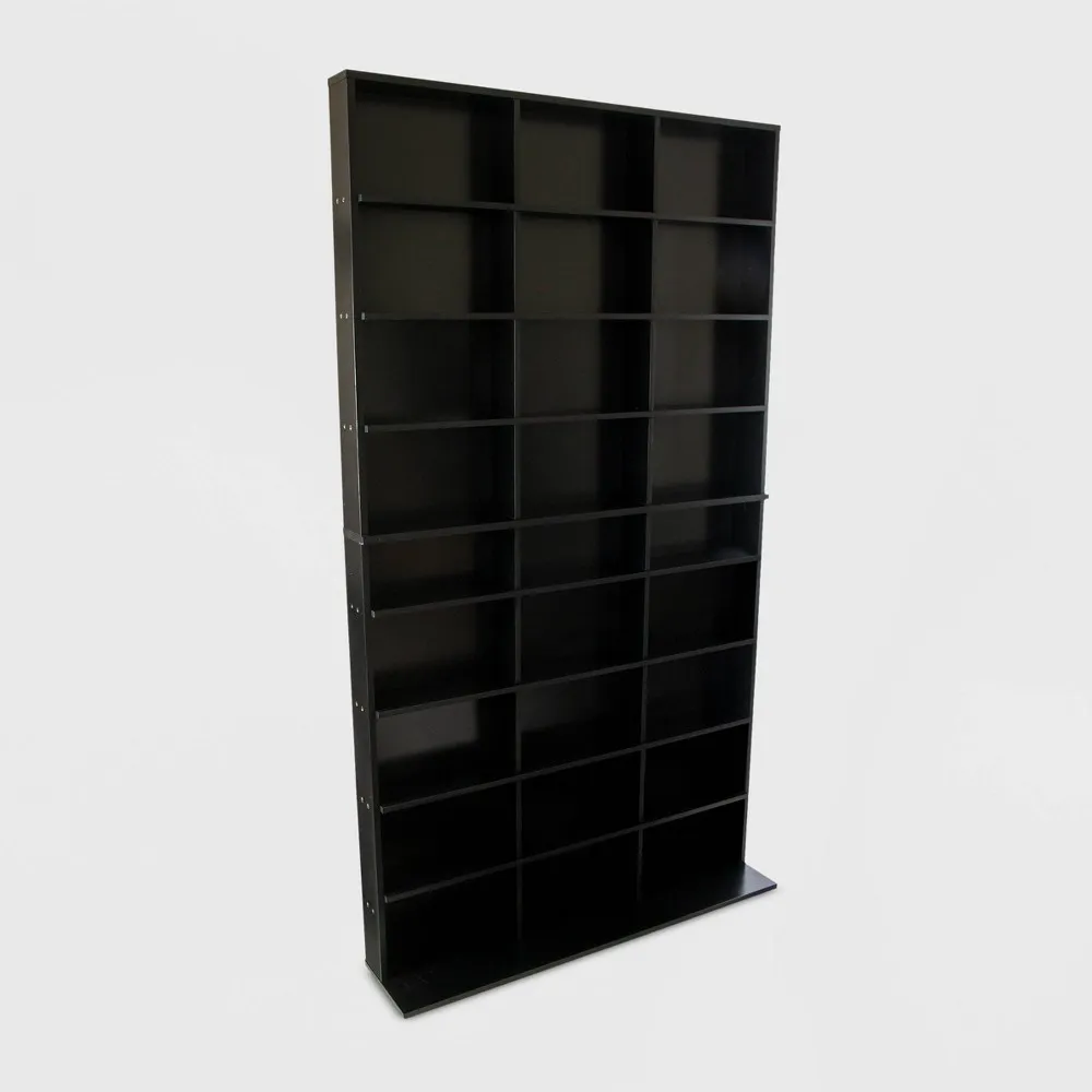 Atlantic 40"x71" Elite XL 9-Shelf Wood Media Storage Shelf Bookcase, Fixed Shelves, Solid Black