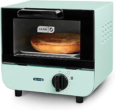 DASH Mini Toaster Oven Cooker for Bread, Bagels, Cookies, Pizza, Paninis & More with Baking Tray, Rack, Auto Shut Off Feature - Aqua