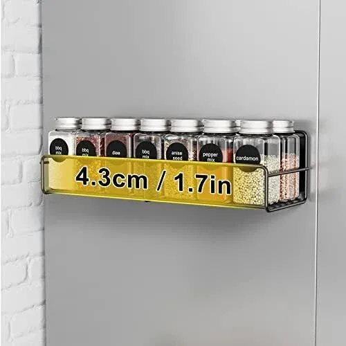 GOANDO 4 Pack Magnetic Spice Rack for Refrigerator Magnet Fridge Spice Organizer Magnetic Storage Shelf for Microwave Oven Kitchen Gadgets Organization Storing Spice Jars and Seasoning Bottles