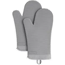 KitchenAid Ribbed Soft Silicone Oven Mitt Set, 7"x13", Grey 2 CountKitchenAid Ribbed Soft Silicone Oven Mitt Set, 7"x1…