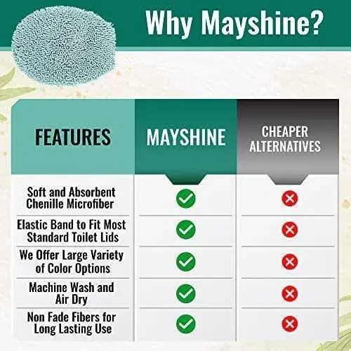 MAYSHINE Plush Shaggy Standard Toilet Seat Lid Cover (Turquoise) | Fuzzy