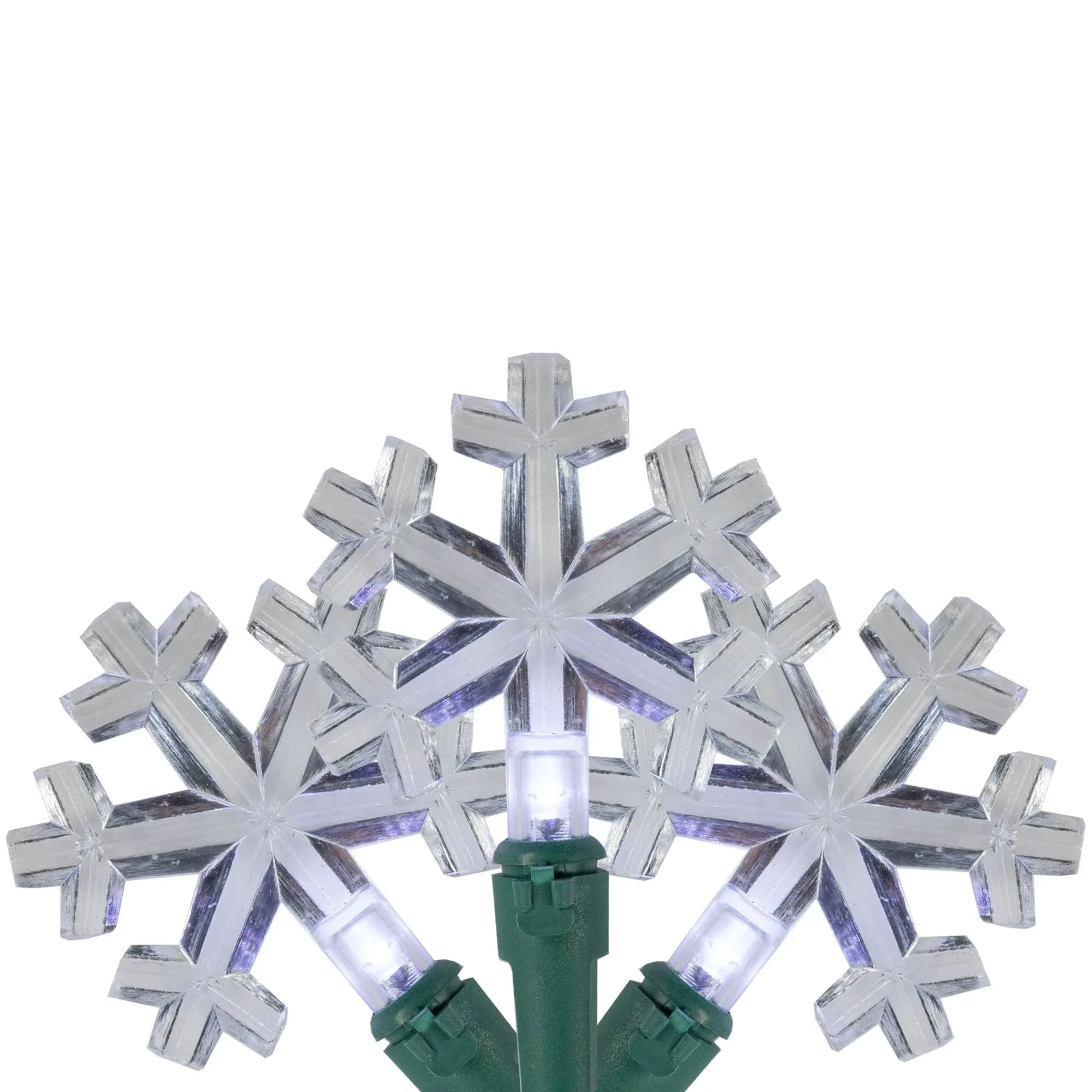 Northlight 20-Count Pure White LED Snowflake Christmas Light Set 4.5ft Green Wire