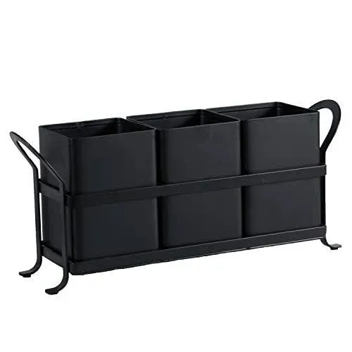 CUTLERY CADDY Kitchen Utensil Organizer Bin Holder Black NELYBET