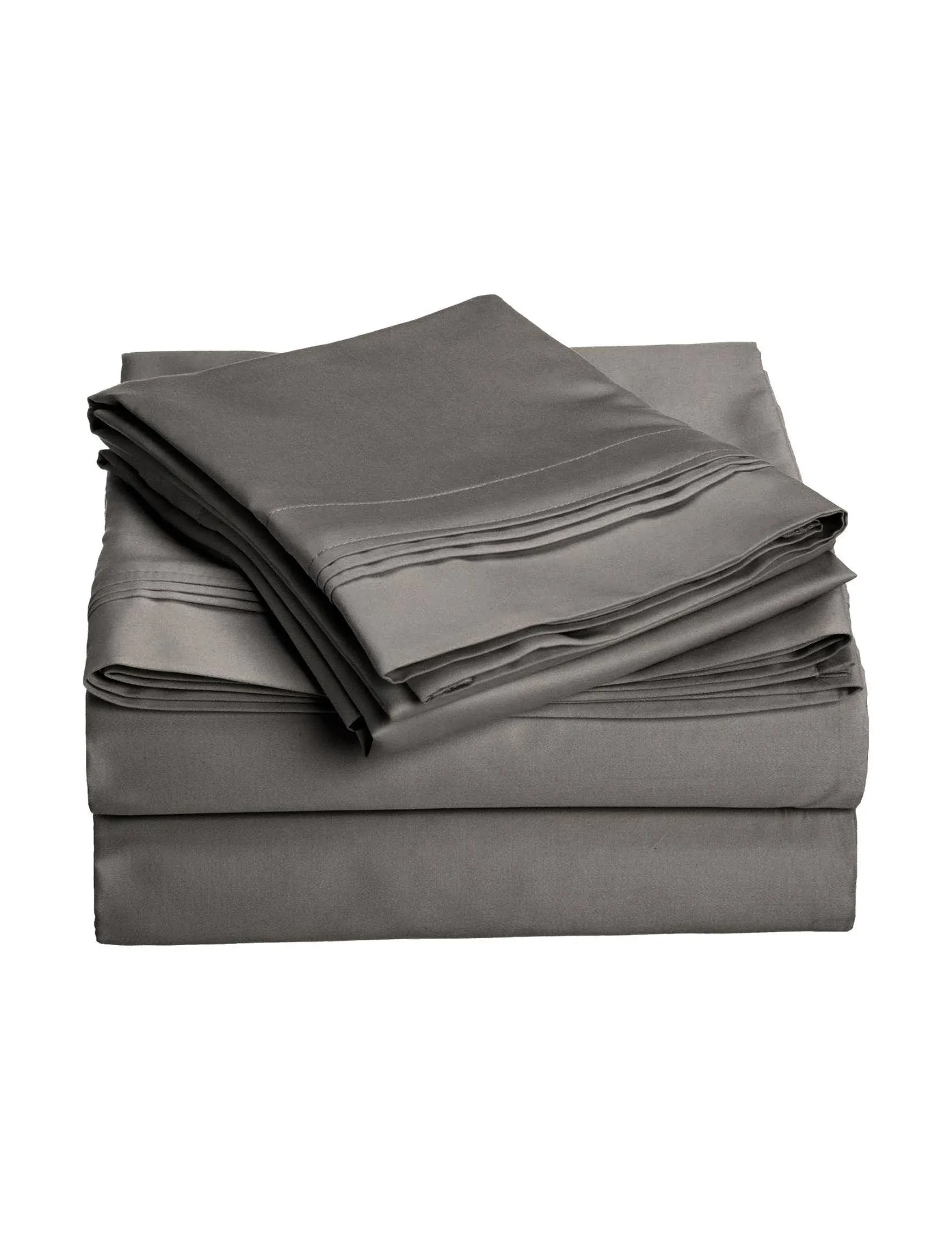 Superior Egyptian Cotton 4 Piece Sheet Set, Luxury 1000 Thread Count, Eco-Friendly, Sustainable Sheets, Basics, Solid, Deep Pocket Fitted Sheet, Flat Sheet, Pillowcases, California King, Grey