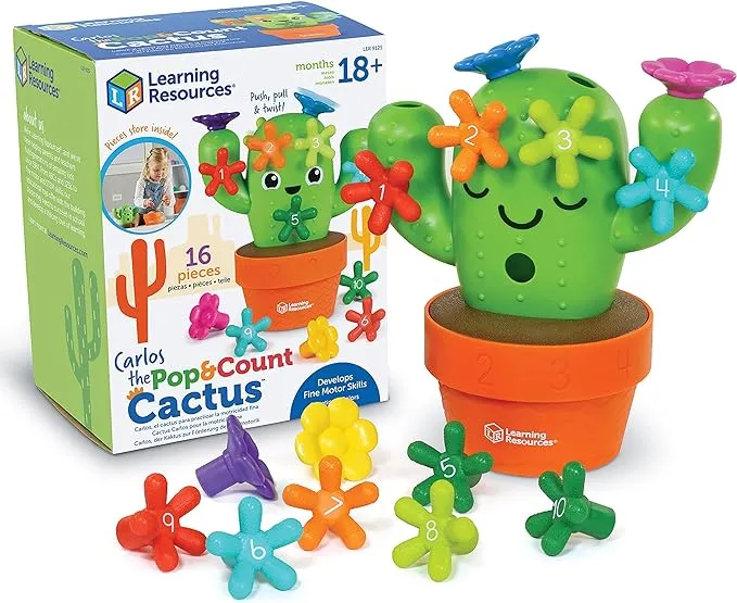 Learning Resources Carlos The Pop & Count Cactus,Toddler Learning Toys, Preschool Toys, Educational Toys for Kids, Cactus Toys for Kids, Age 18+ Months,16 Pieces