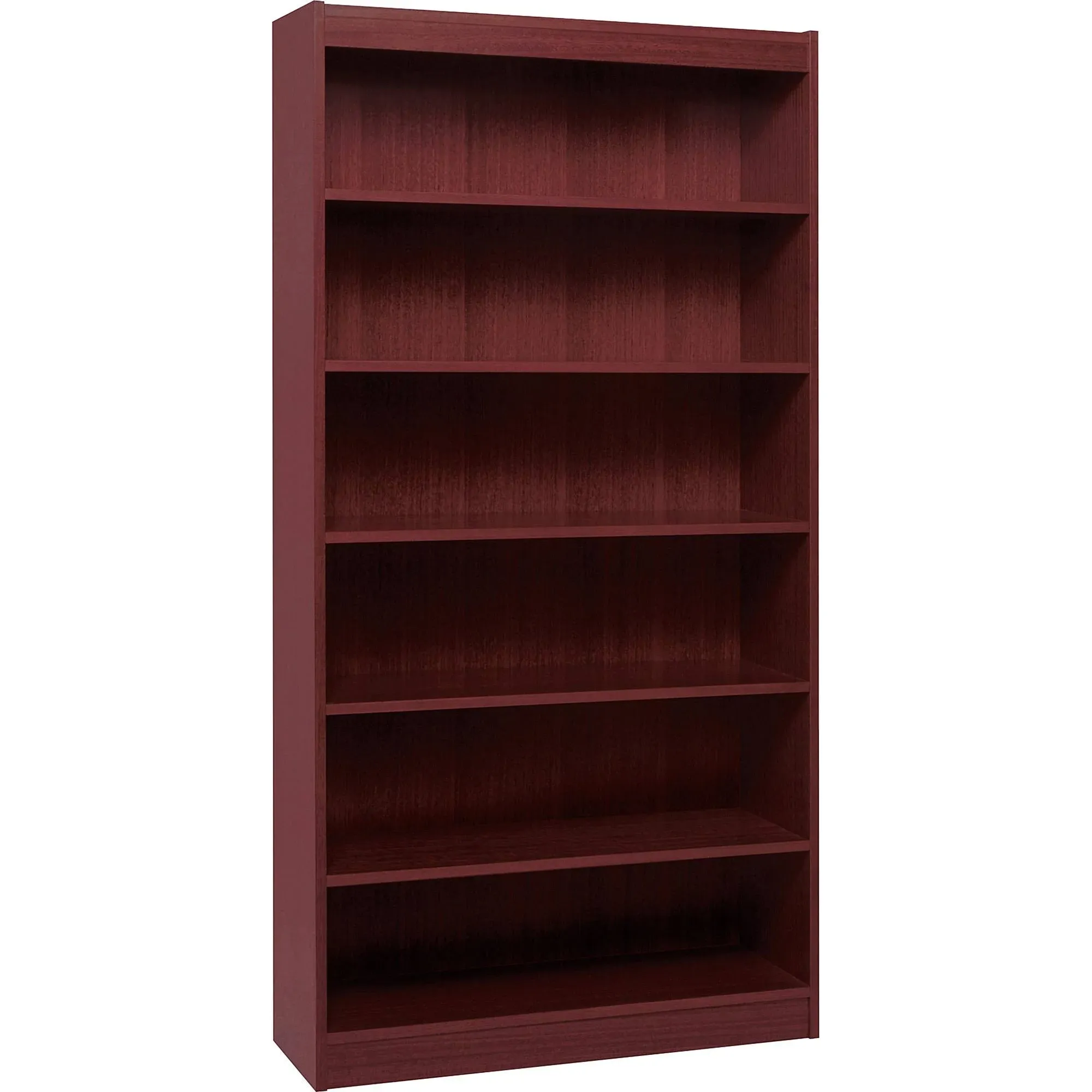 Lorell 6-Shelf 36 x 12 x 84-Inch Panel End Hardwood Veneer Bookcase, Mahogany