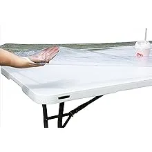 Rally Home Goods Outdoor Fitted Vinyl Rectangular Tablecloth for 6 ft Table (30 x 72''), Waterproof Wipeable Cover, Crystal Clear Odorless Plastic