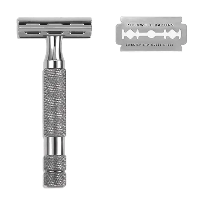 ROCKWELL RAZORS 2C Razor with 5 Blades, 6 Piece Set, Gunmetal Chrome