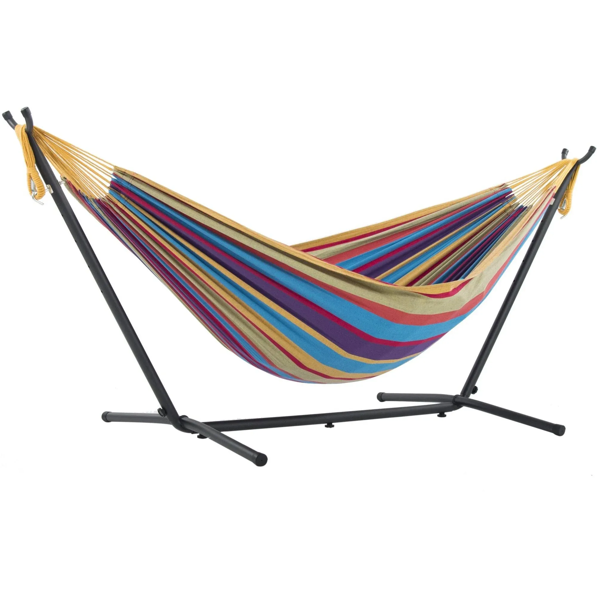 Vivere Double Hammock with Stand: Tropical