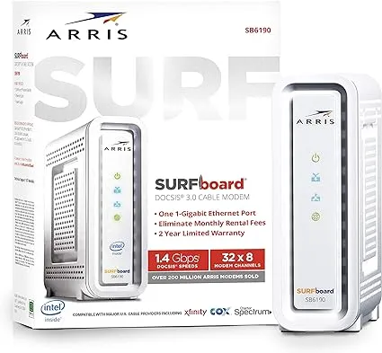 SURFboard Gigabit+ DOCSIS 3.0 32 x 8 Cable Modem SB6190 in White