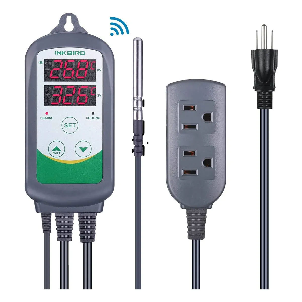 Digital Temperature Controller Outlet Thermostat 2-Stage 1100w w Sensor