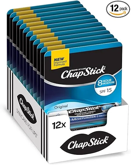 ChapStick Moisturizer Original Lip Balm Tubes - 0.15 oz (Pack of 12)