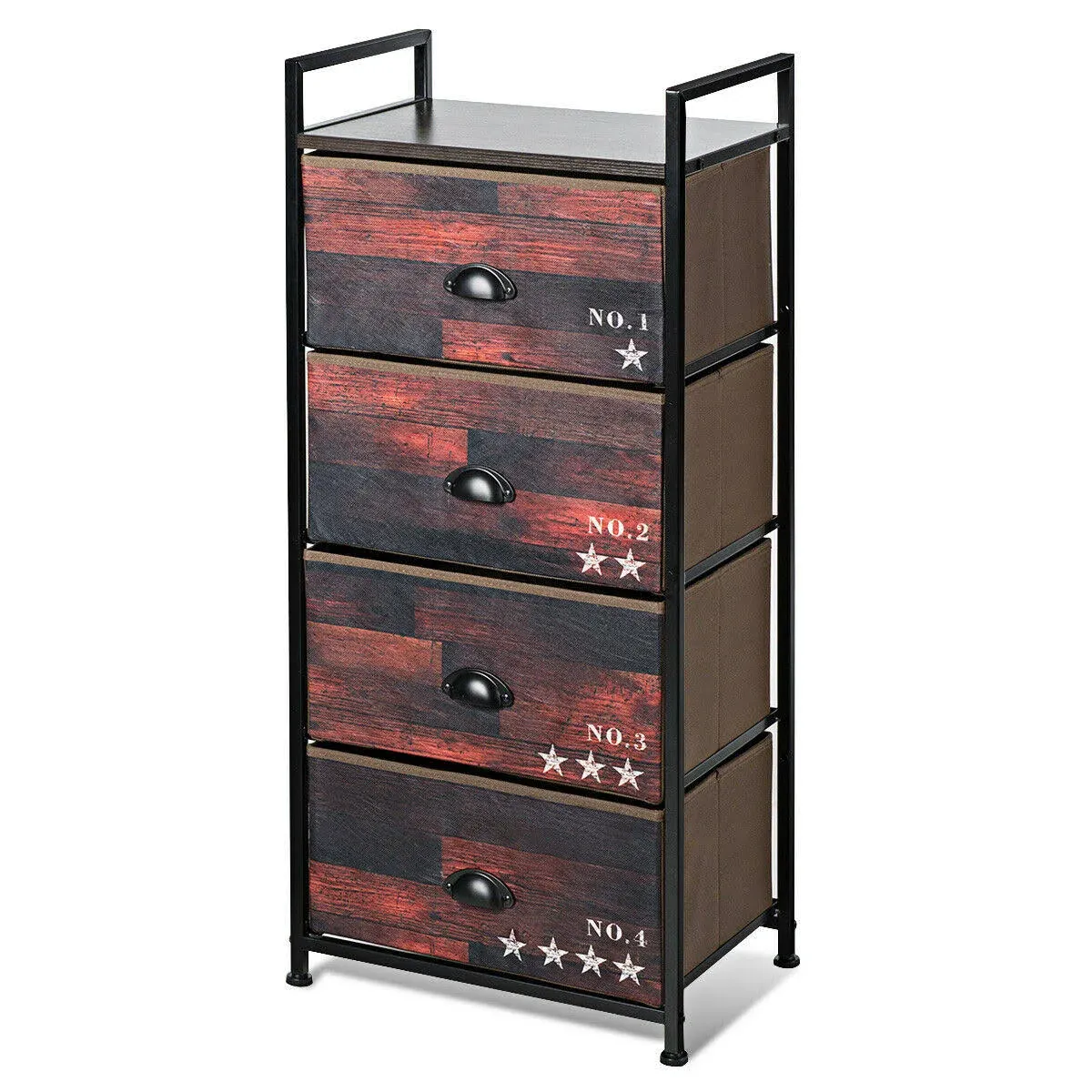 4 Drawer Fabric Dresser Storage Tower Nightstand