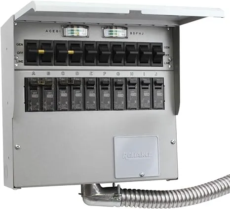 Reliance Controls 510C/R Pro/Tran 2 Series 510c Transfer Switch, 1-Phase, 50 Amp, 120 Volt, 15-Circuit, Surface