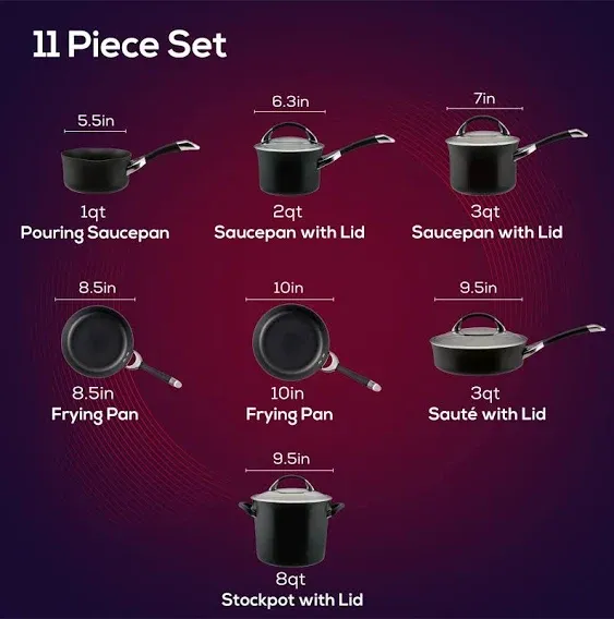 11 Piece Cookware Set: Nonstick & Hard-Anodized | Circulon