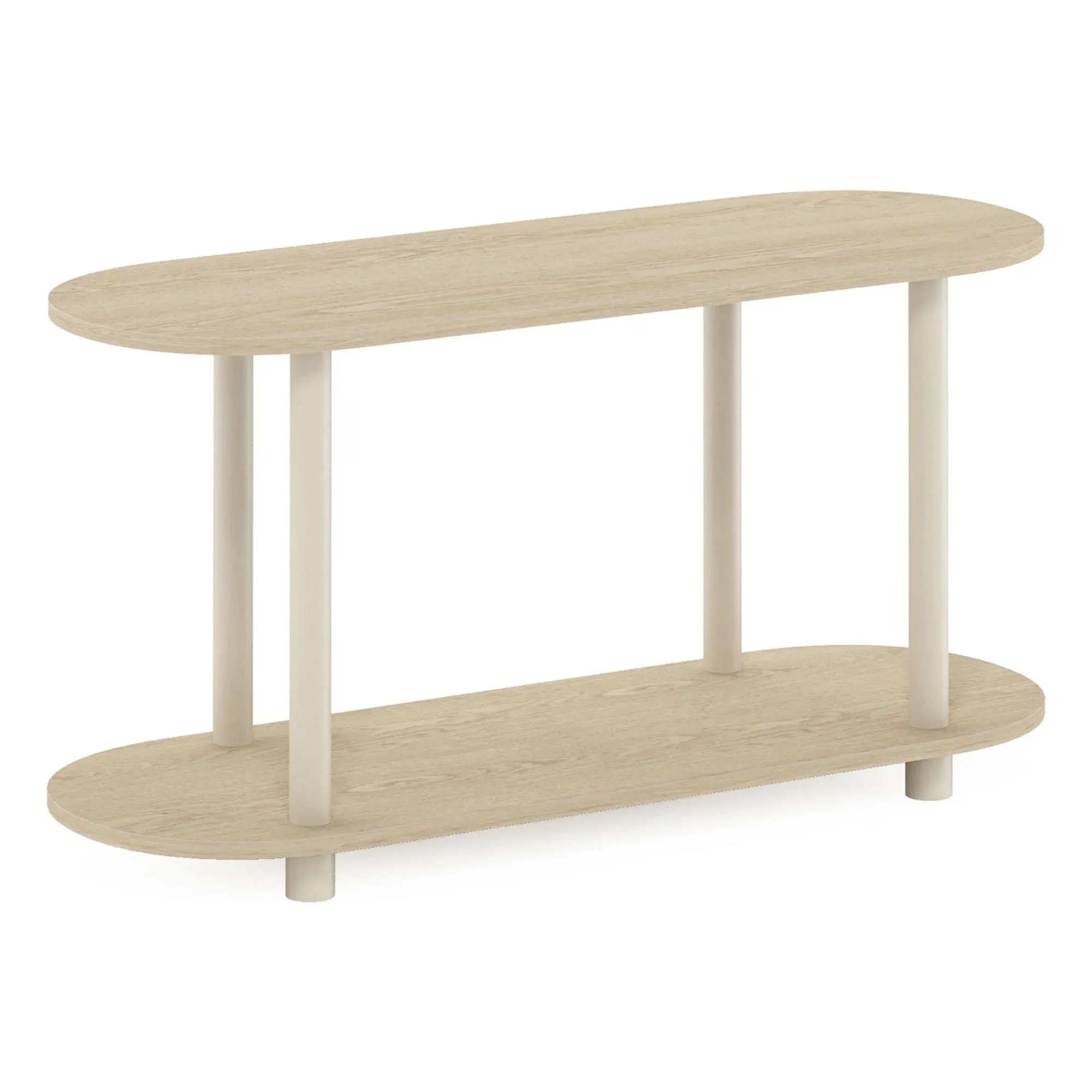 Furinno Turn-N-Tube No Tools Modern Oval Side Table, Bauhaus Oak/Beige