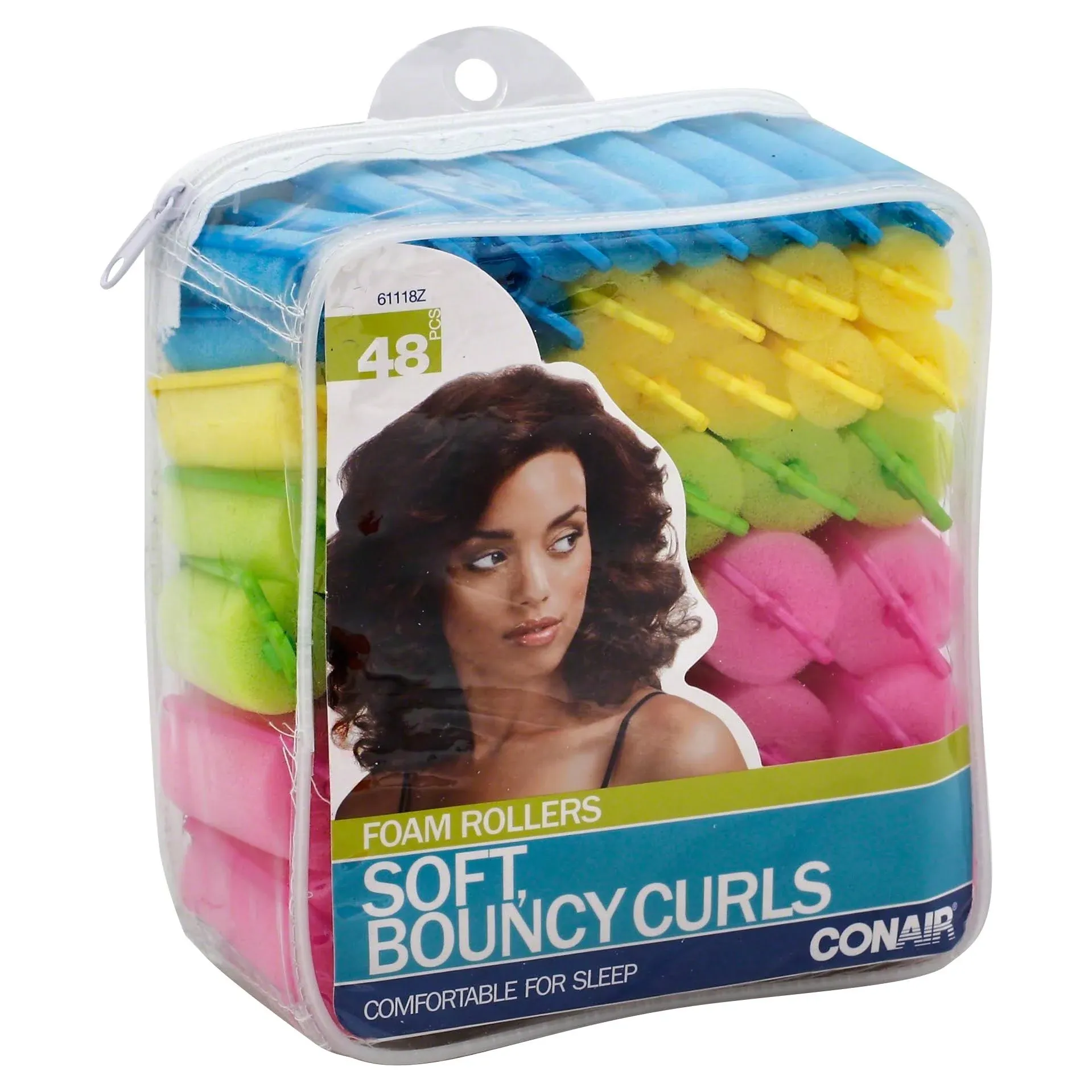 Conair Foam Hair Rollers Soft Bouncy Curl Great For Sleep 48 Count Full Set