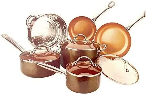 Copper Cookware Set 5-Piece Luxury Ceramic Induction Non-Stick