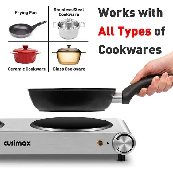 Cusimax 1800W Electric Double Hot Plate Portable Burner