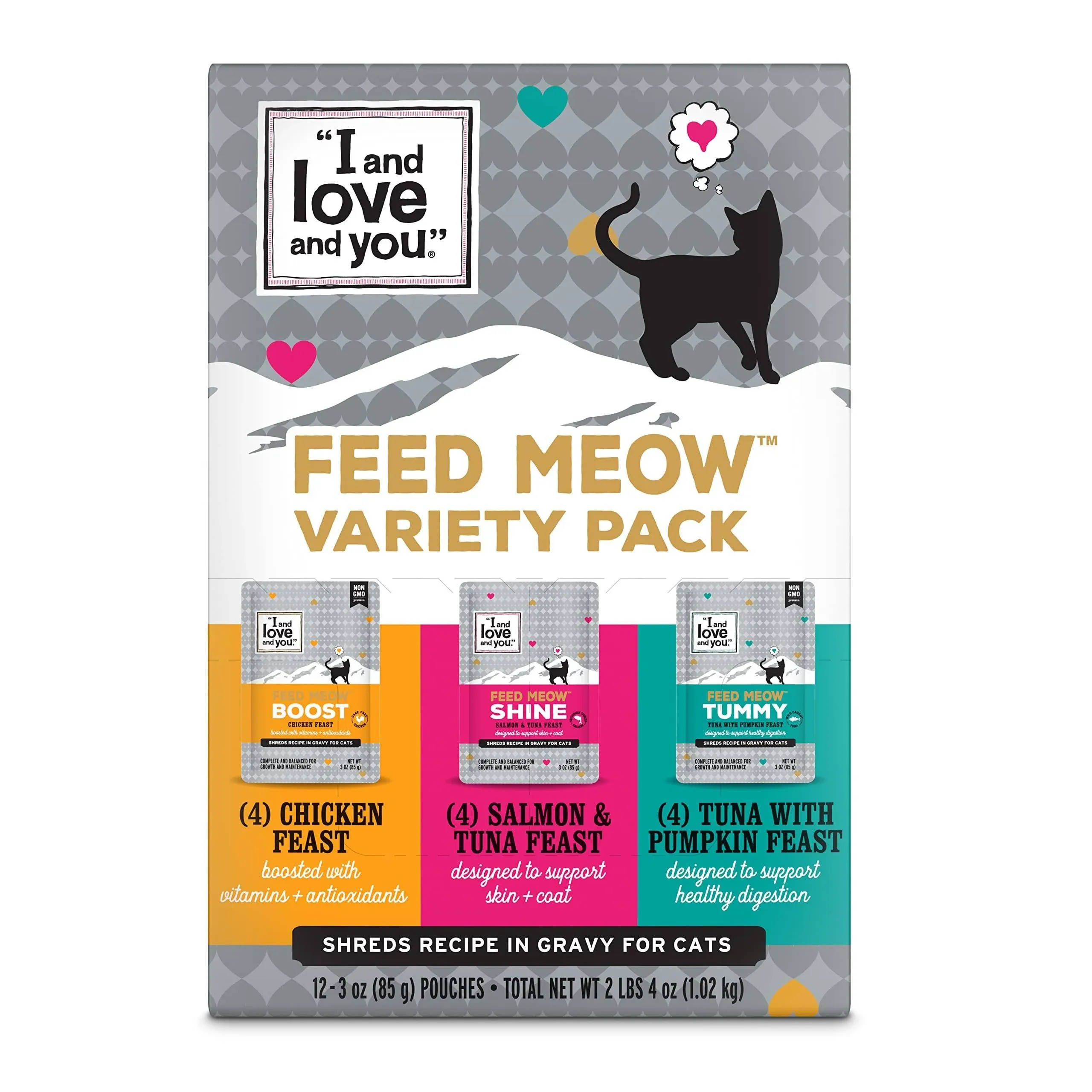 I and Love and You Feed Meow Cat Food 12ct Variety Pack