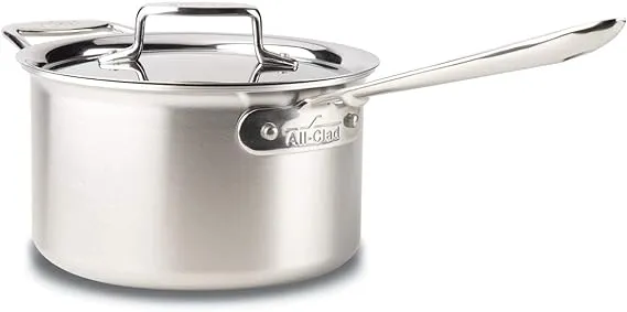 All-Clad BD55204 D5 Stainless Steel Sauce Pan Cookware, 4-Quart, Silver