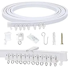 Flexible Bendable Ceiling Curtain Track, 5m (16.4ft), Ceiling Mount, for Curtain Track with Track Curtain System, RV Curtain Spacer, Curtain Ceiling Track, white