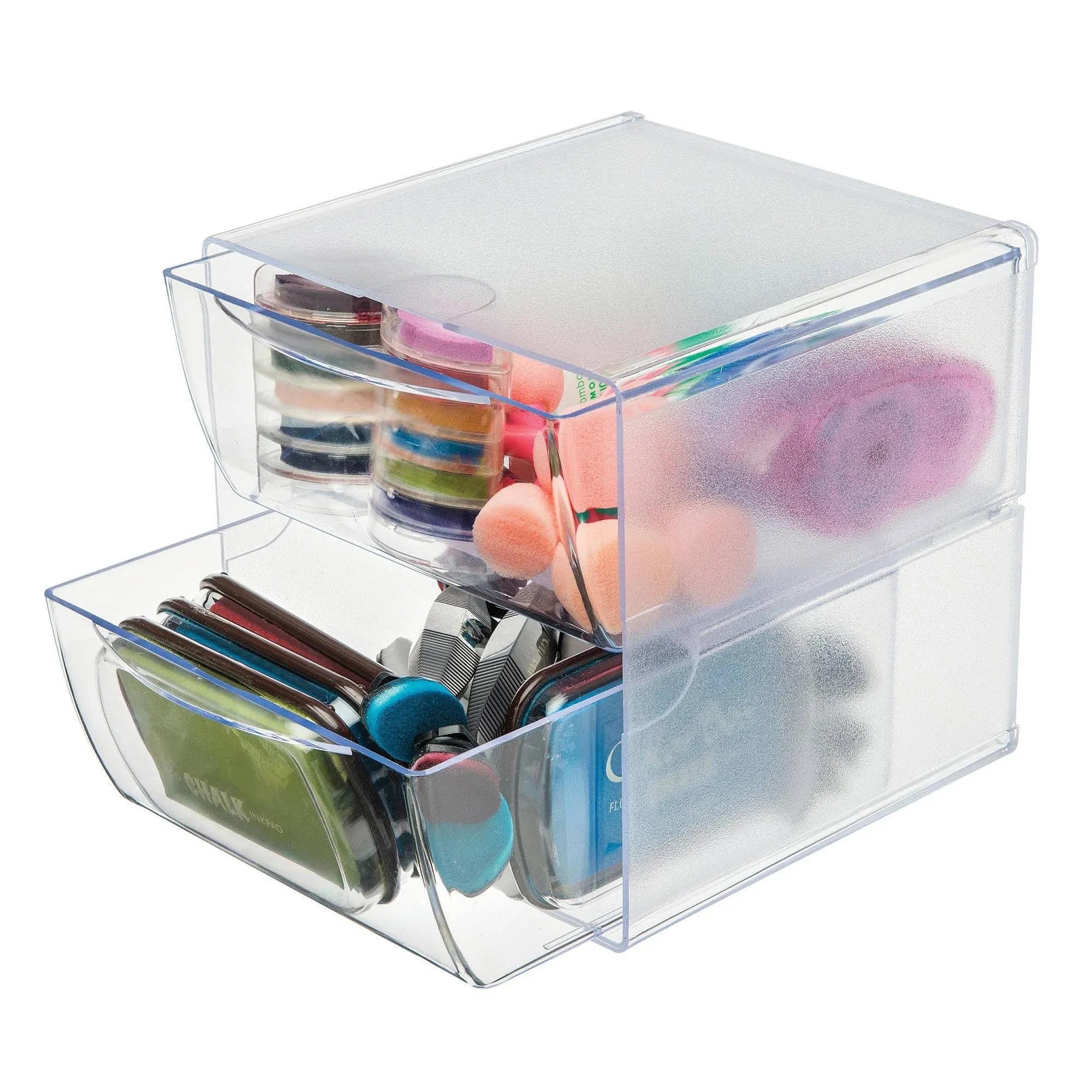 Two-Drawer Cube Organizer Clear Plastic 6 x 6