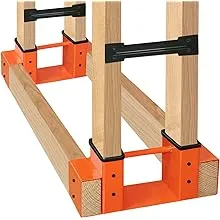 SnugNiture Outdoor Firewood Log Storage Rack Bracket Kit, Adjustable Log Rack Holder, Fireplace Wood Storage Holder with Screws, Orange