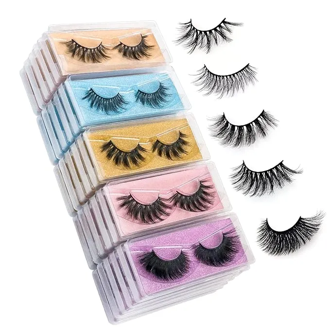 Wholesale Mixed Lashes Pack 3D Faux Mink Eyelashes 5 Style 30 Pairs Fluffy Volume ...