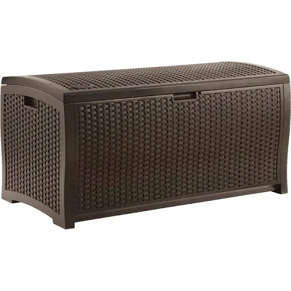 Suncast Wicker Resin Deck Box, Mocha