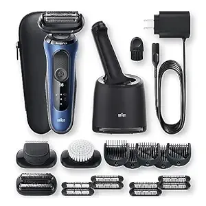 Braun Series 6 6095cc Electric Razor for Men with Smartcare Center Beard Trimmer Stubble Beard Trimmer Cleansing Brush Wet & Dry Rechargeable C