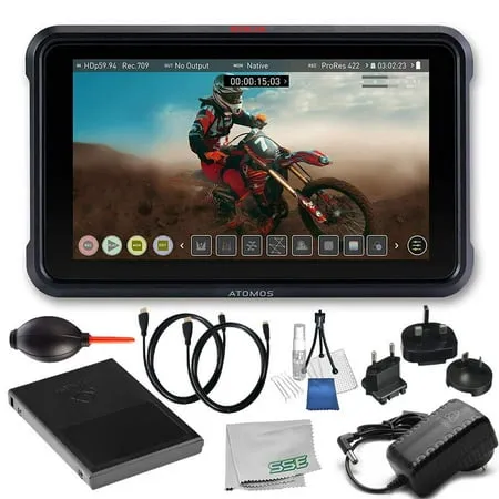 Atomos Ninja V 4Kp60 10bit HDR Daylight Viewable 1000nit Portable Monitor/Recorder Starters Bundle