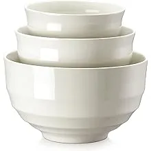 DOWAN Mixing bowls, 4.25/2/0.5 Qt Ceramic Mixing Bowls for Kitchen, Large Salad Serving Bowls, Nesting Mixing Bowls Set, Microwave Safe, Blue