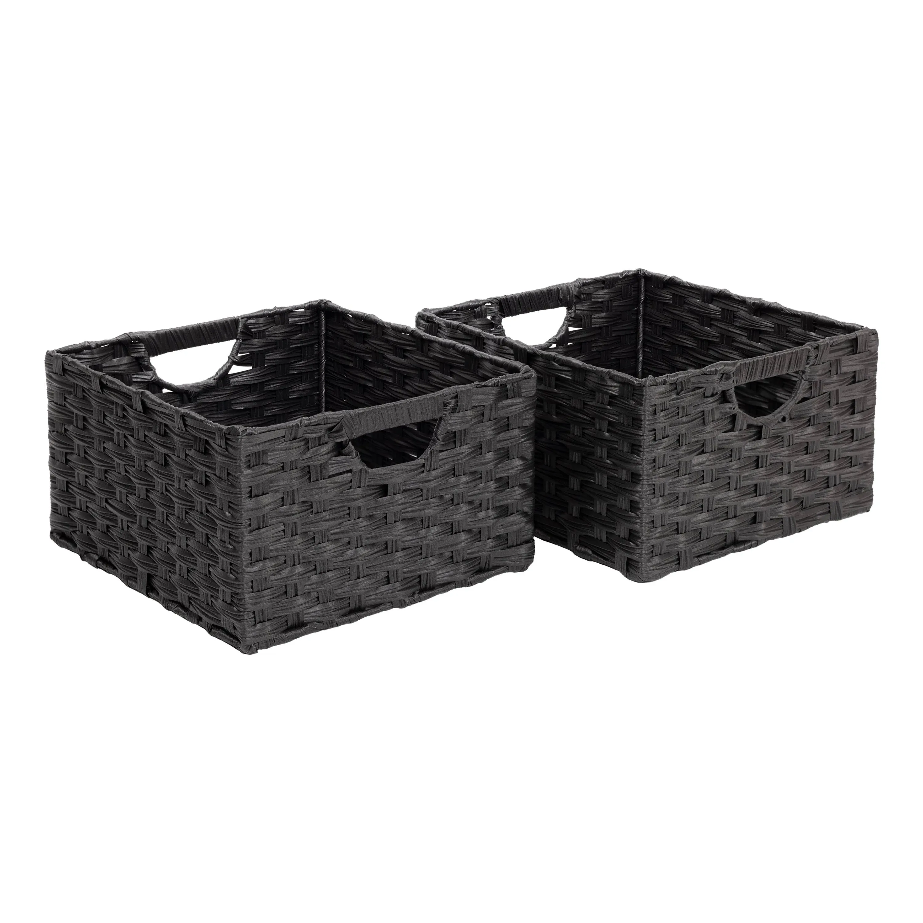 Seville Classics Handwoven Basket 2-Pack - Black