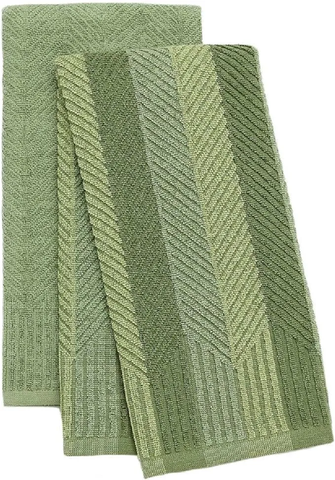 Food Network 2 Pack Sculpted Antimicrobial Kitchen Towels (Green)