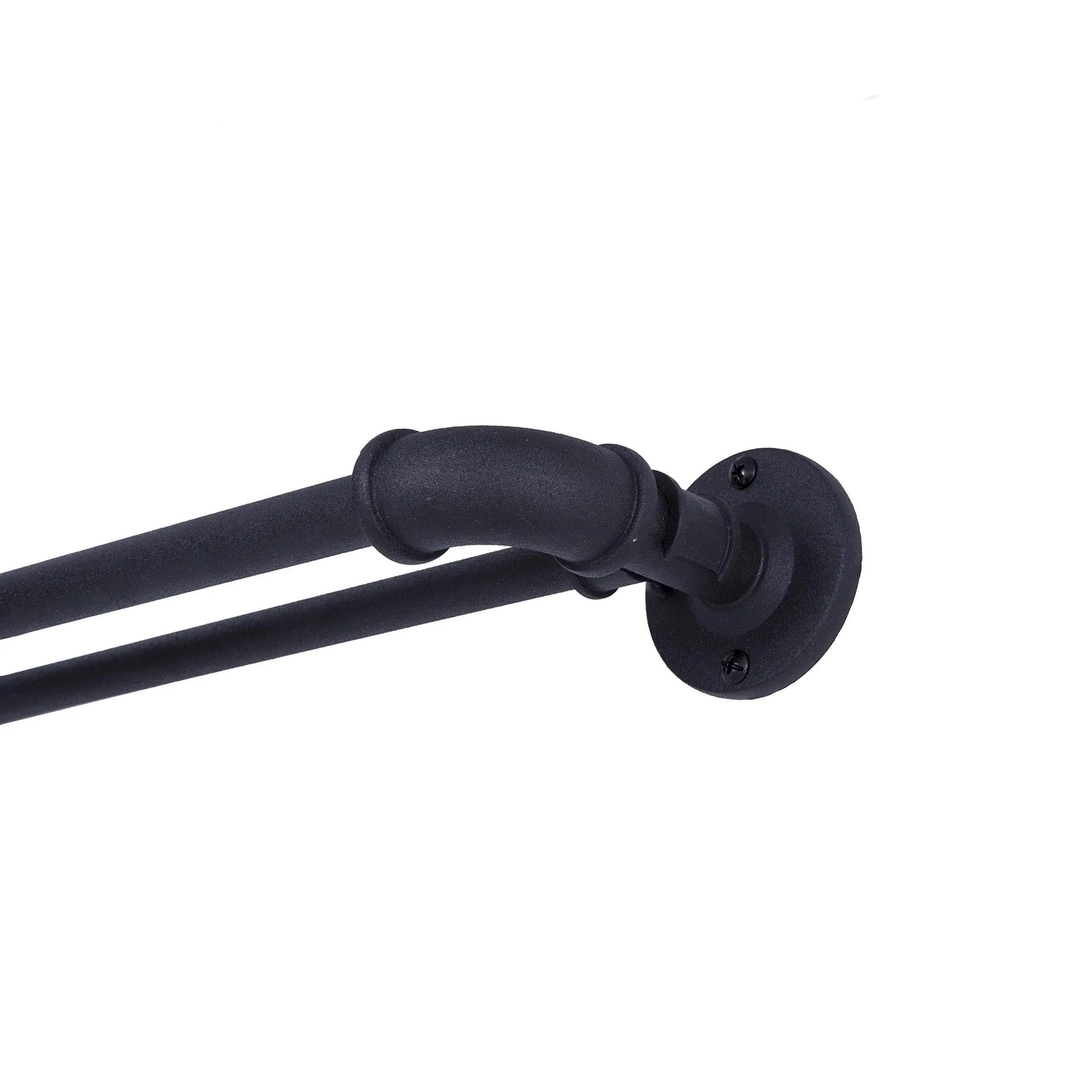 Kenney 66-in to 120-in Matte Black Steel Double Curtain Rod with Finials