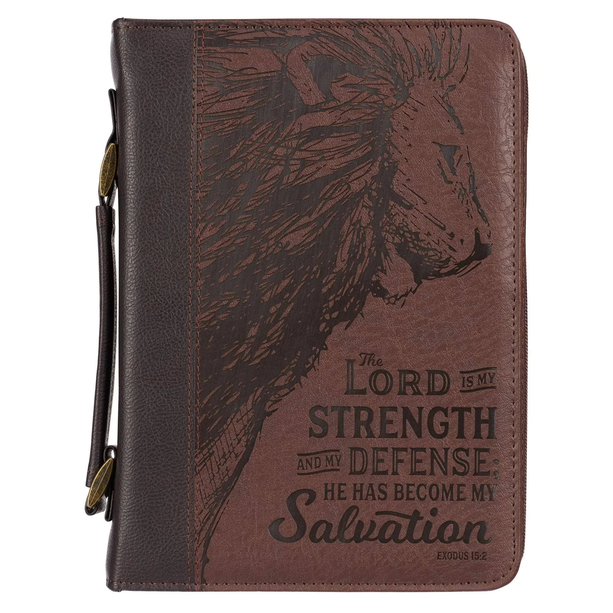 Christian Art Gifts Bible Cover Brown Lord Is My Strength Exodus 15:2