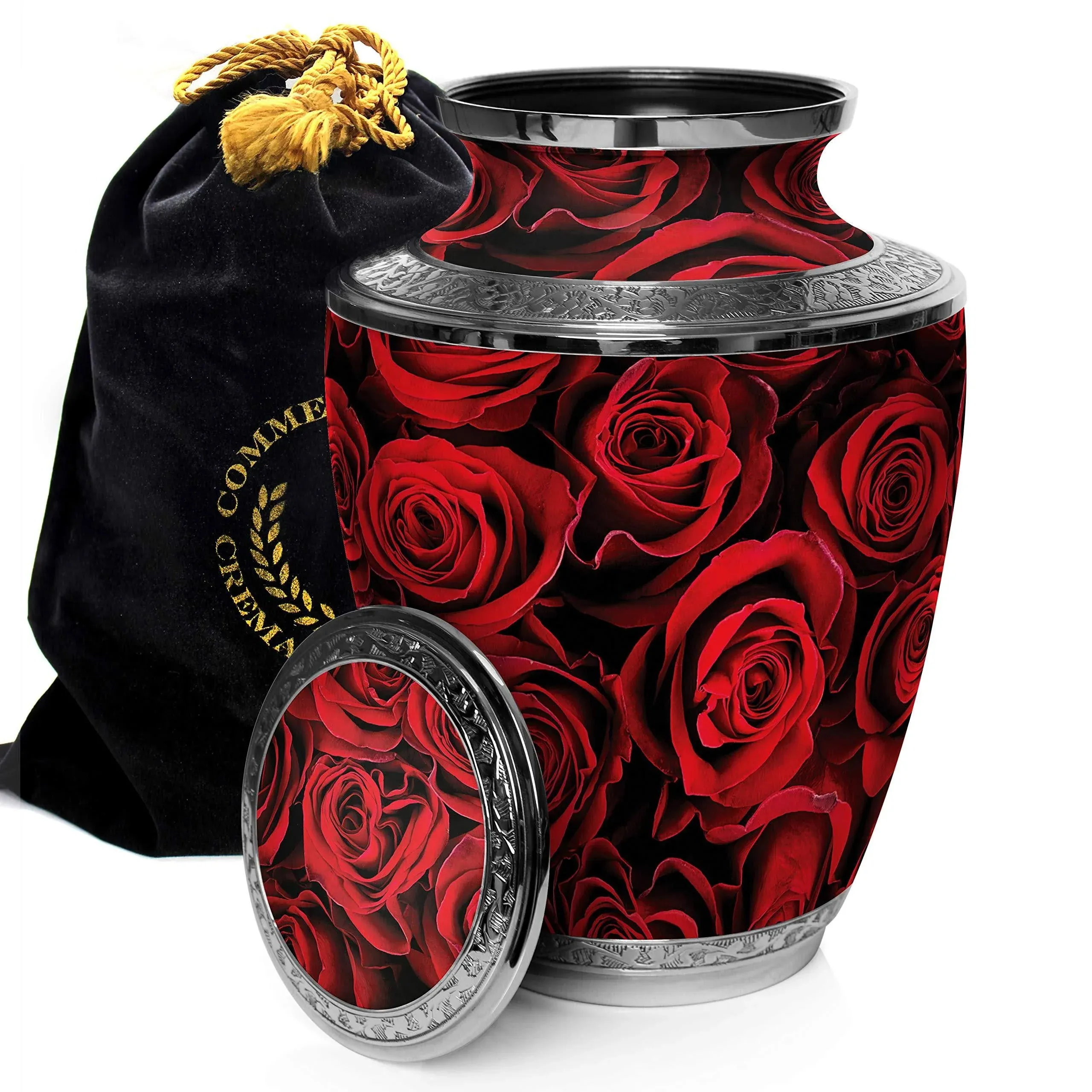 Commemorative Cremation Urns Crimson Rose Urn - Cremation Urns for Human Ashes ...