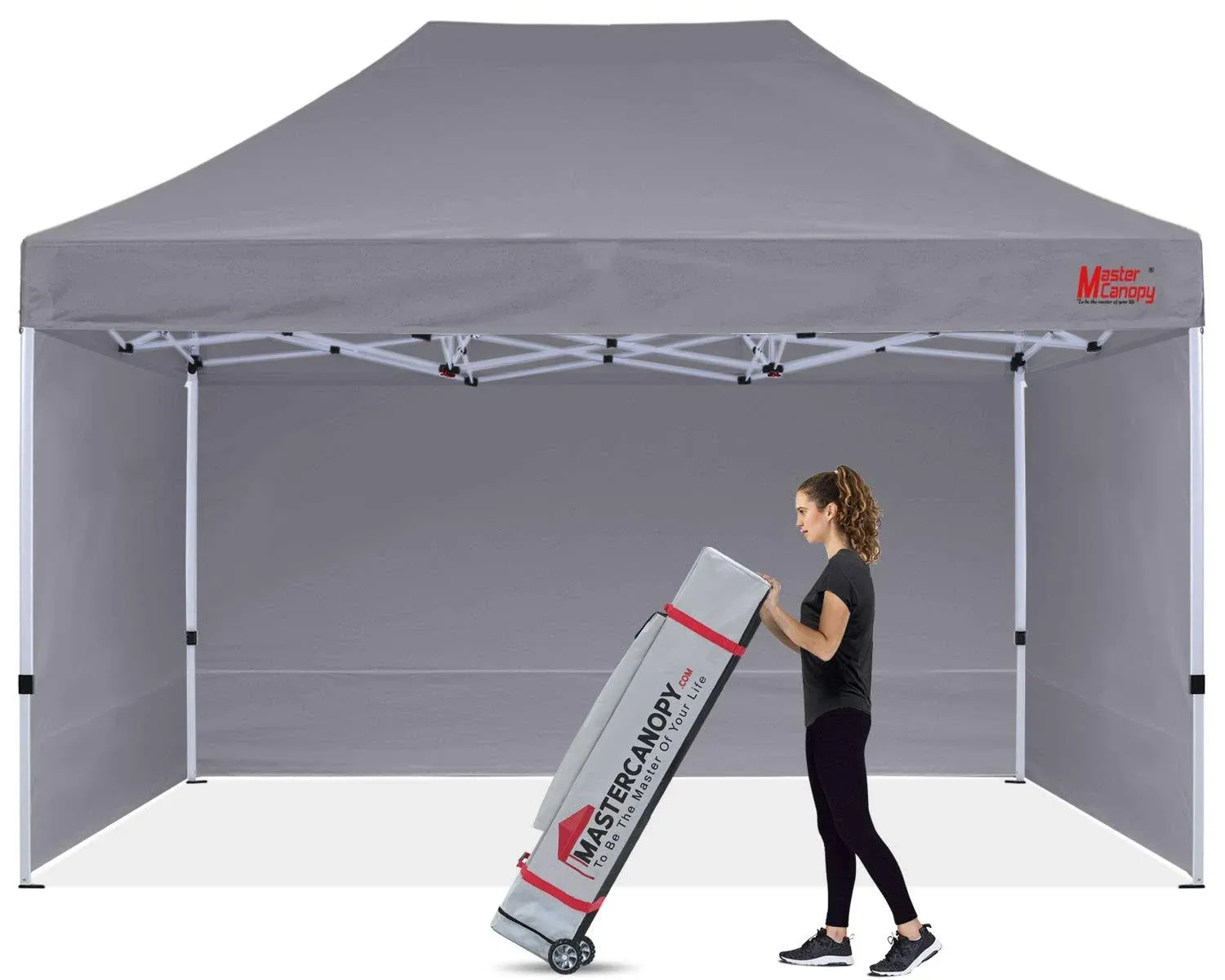 MASTERCANOPY Heavy Duty Pop-up Canopy Tent with Sidewalls (10x15,Gray)